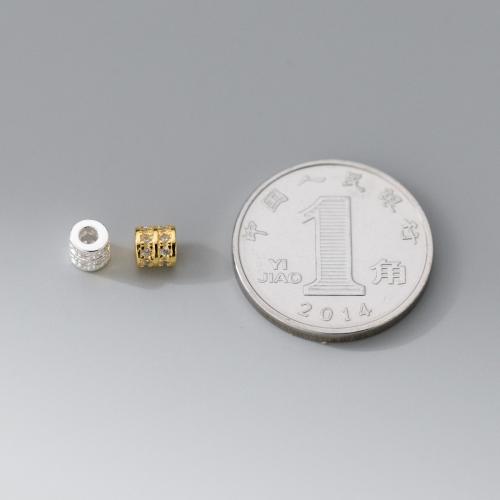 Perlas de espaciador, Plata de ley 925, Bricolaje & micro arcilla de zirconia cúbica, más colores para la opción, 3.70x3.70mm, agujero:aproximado 1.7mm, Vendido por UD