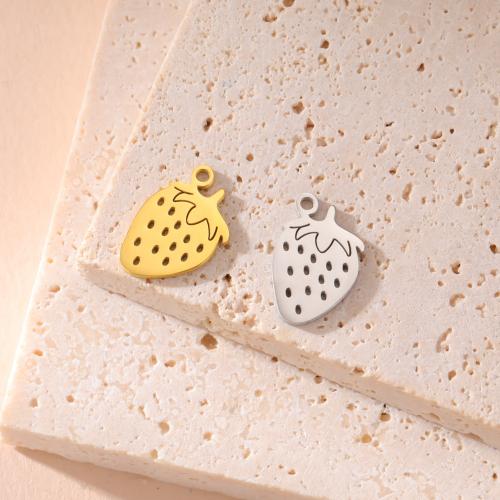 Stainless Steel Pendants, 304 Stainless Steel, Strawberry, Vacuum Ion Plating, DIY, more colors for choice, 13x9mm, Sold By PC