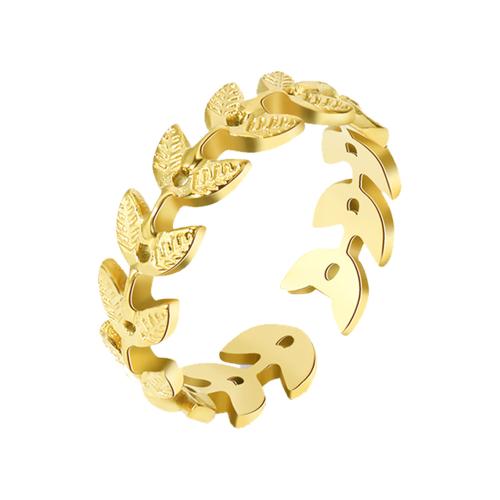 Stainless Steel Finger Ring, 304 Stainless Steel, Wheat, 18K gold plated, fashion jewelry & for woman, golden, Sold By PC