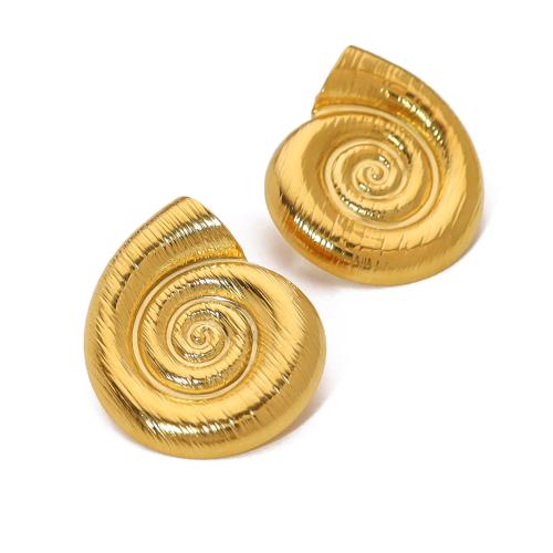 Stainless Steel Stud Earrings, 304 Stainless Steel, 18K gold plated, fashion jewelry & for woman, golden, 29x24mm, Sold By Pair