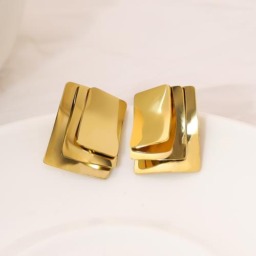 Stainless Steel Stud Earrings, 304 Stainless Steel, 18K gold plated, fashion jewelry & for woman, golden, 23x18.50mm, Sold By Pair
