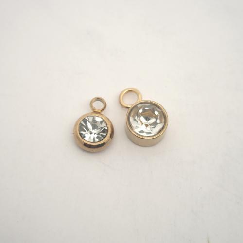 Stainless Steel Pendants, 304 Stainless Steel, DIY & different styles for choice & with rhinestone, golden, 6mm, Sold By PC
