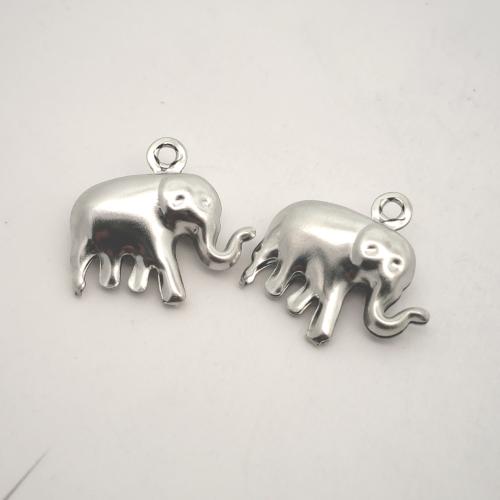 Stainless Steel Animal Pendants, 304 Stainless Steel, Elephant, DIY, original color, 15x14mm, Sold By PC