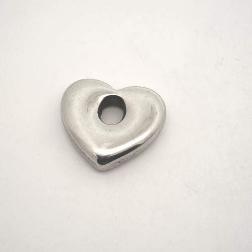 Spacer Beads Jewelry, 304 Stainless Steel, Heart, DIY, original color, 17x15mm, Sold By PC