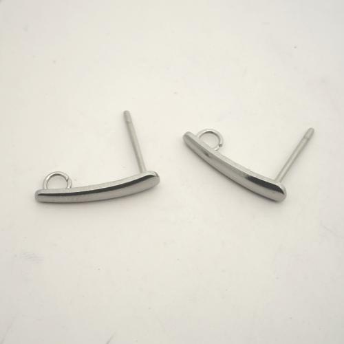 Stainless Steel Earring Stud Component, 304 Stainless Steel, DIY, original color, 14.50x3mm, Sold By PC