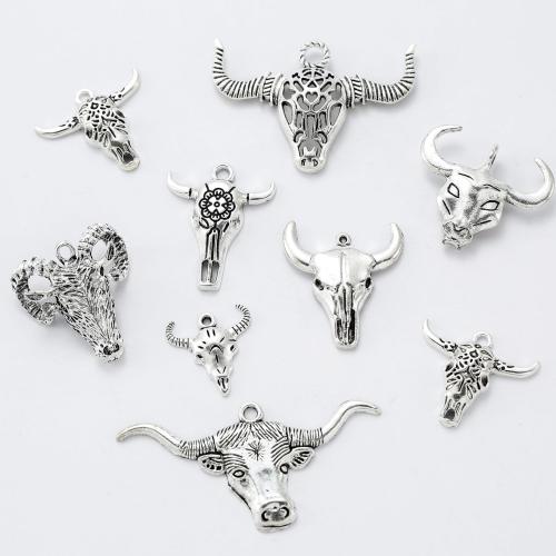 Tibetan Style Animal Pendants, Bull, silver color plated, DIY & different size for choice, more colors for choice, nickel, lead & cadmium free, Approx 100PCs/Bag, Sold By Bag
