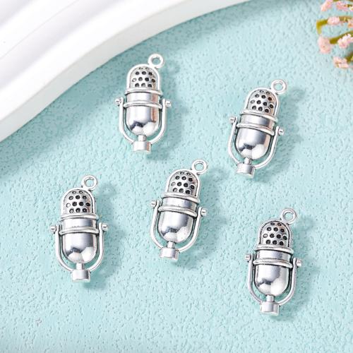 Tibetan Style Pendants, Microphone, silver color plated, DIY, nickel, lead & cadmium free, 26x13mm, Approx 100PCs/Bag, Sold By Bag