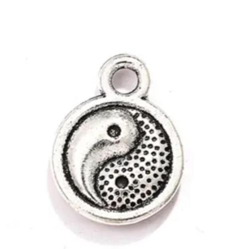 Tibetan Style Flat Round Pendants, silver color plated, DIY, nickel, lead & cadmium free, 13x10mm, Approx 100PCs/Bag, Sold By Bag
