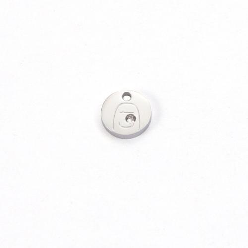 Stainless Steel Pendants, 304 Stainless Steel, Flat Round, Vacuum Ion Plating, DIY & with rhinestone, more colors for choice, 8x1.50mm, Hole:Approx 1mm, Sold By PC