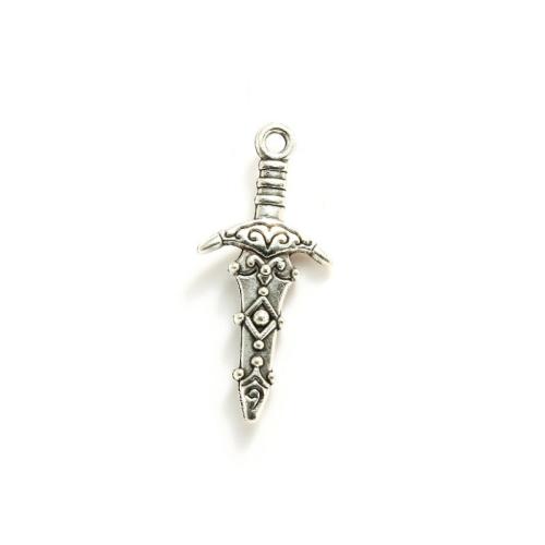 Tibetan Style Tool Pendants, Dagger, plated, DIY, more colors for choice, nickel, lead & cadmium free, 28x13mm, Approx 100PCs/Bag, Sold By Bag