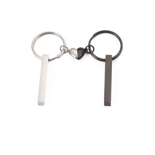 Stainless Steel Key Clasp, 304 Stainless Steel, Flat Round, Vacuum Ion Plating, for couple, more colors for choice, Sold By PC