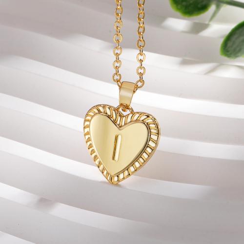 Brass Necklace, with 5CM extender chain, Heart, gold color plated, Customized & for woman, nickel, lead & cadmium free, Length:45 cm, Sold By PC