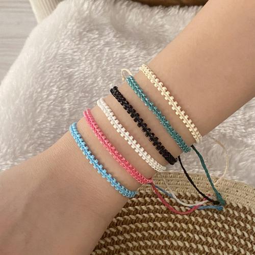 Fashion Create Wax Cord Bracelets, Glass, with Wax Cord, for woman, more colors for choice, Sold By PC