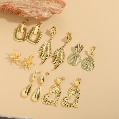 Brass Drop Earring, gold color plated, different styles for choice & for woman, more colors for choice, nickel, lead & cadmium free, Sold By Pair