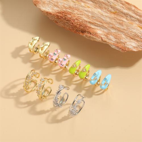 Cubic Zirconia Micro Pave Brass Earring, gold color plated, different styles for choice & micro pave cubic zirconia & for woman & enamel, more colors for choice, nickel, lead & cadmium free, Sold By Pair