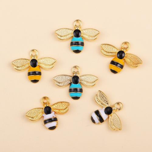 Tibetan Style Enamel Pendants, Bee, gold color plated, DIY, more colors for choice, nickel, lead & cadmium free, 22x17mm, 100PCs/Bag, Sold By Bag