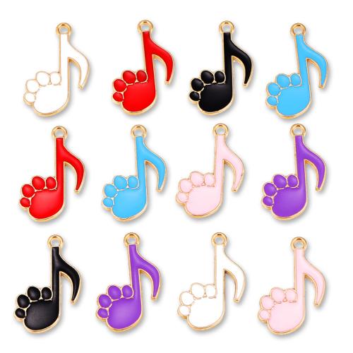 Tibetan Style Enamel Pendants, Music Note, gold color plated, DIY, more colors for choice, nickel, lead & cadmium free, 15x25mm, 100PCs/Bag, Sold By Bag