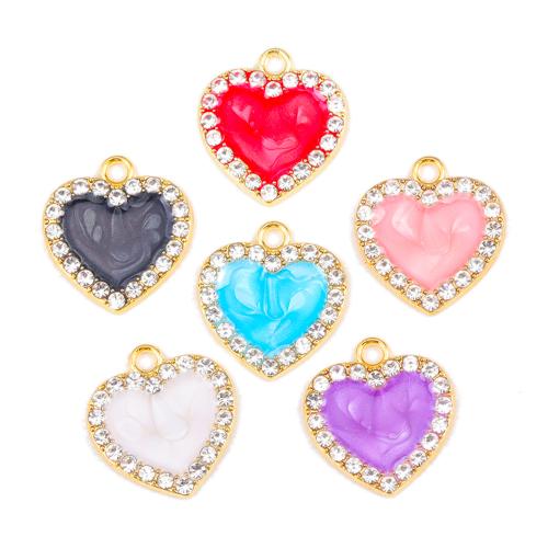 Tibetan Style Enamel Pendants, Heart, gold color plated, DIY, more colors for choice, nickel, lead & cadmium free, 17x18mm, 100PCs/Bag, Sold By Bag