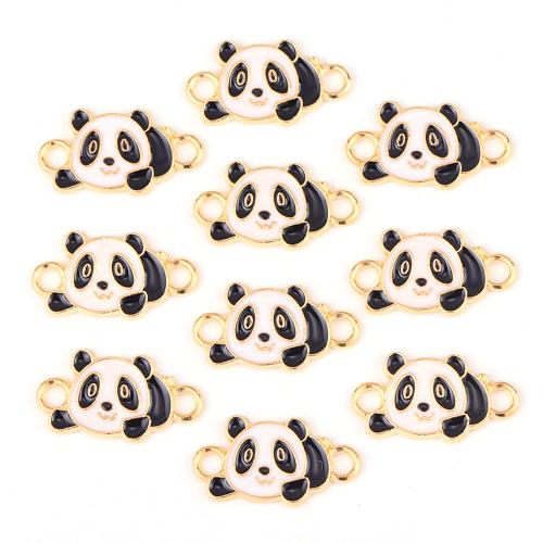 Animal Tibetan Style Connector, Panda, gold color plated, DIY & enamel & 1/1 loop, black, nickel, lead & cadmium free, 20x11mm, 100PCs/Bag, Sold By Bag