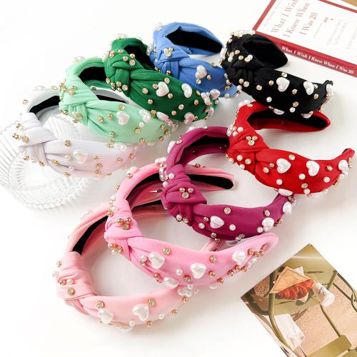 Hair Bands, Cloth, with Plastic Pearl, fashion jewelry & with rhinestone, more colors for choice, Sold By PC