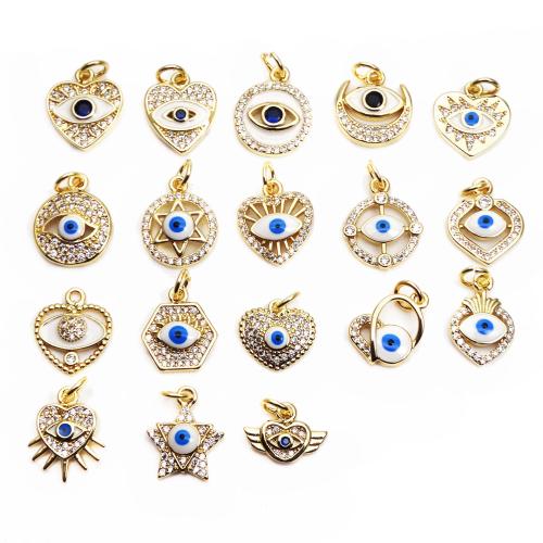 Evil Eye Jewelry Necklace, Brass, gold color plated, DIY & different styles for choice & micro pave cubic zirconia, Sold By PC