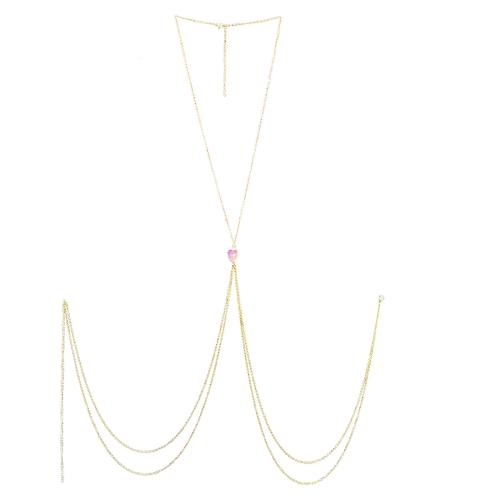 Body Chain Jewelry, 304 Stainless Steel, gold color plated, fashion jewelry & micro pave cubic zirconia & for woman, more colors for choice, Sold By PC