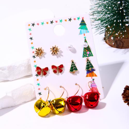 Christmas Earrings, Tibetan Style, Christmas Design & different styles for choice & for woman & enamel, 130x80x90mm, Sold By Set