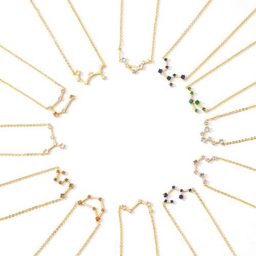 Zinklegierung Schmuck Halskette, mit Edelstein, Modeschmuck & Konstellation Schmuck & für Frau, goldfarben, Länge:ca. 41-50 cm, verkauft von PC