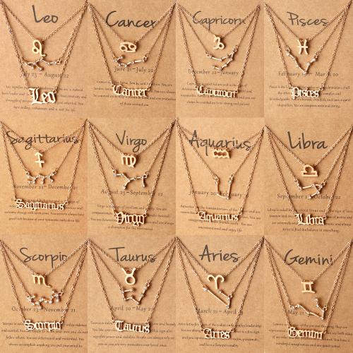 Zinklegierung Schmuck Halskette, drei Stücke & Modeschmuck & Konstellation Schmuck & für Frau, goldfarben, Länge:ca. 21-50 cm, verkauft von PC