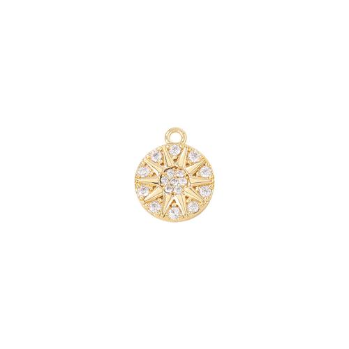 Cubic Zirconia Micro Pave Brass Pendant, real gold plated, DIY & micro pave cubic zirconia, golden, 10x10mm, Sold By PC