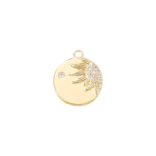 Cubic Zirconia Micro Pave Brass Pendant, real gold plated, DIY & micro pave cubic zirconia, golden, 18x18mm, Sold By PC