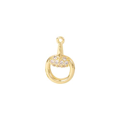 Cubic Zirconia Micro Pave Brass Pendant, real gold plated, DIY & micro pave cubic zirconia, golden, 8x14mm, Sold By PC