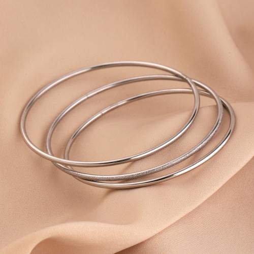 Titanium Steel Bracelet & Bangle, plated, three pieces & for woman, more colors for choice, Inner Diameter:Approx 66mm, Sold By Set
