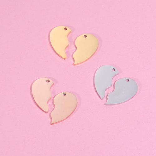 Stainless Steel Heart Pendants, 304 Stainless Steel, plated, DIY & for couple, more colors for choice, 2PC/Set, Sold By Set