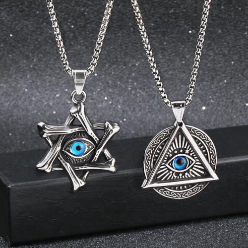 Evil Eye Pendants, 304 Stainless Steel, Vacuum Ion Plating, evil eye pattern & different styles for choice & for man & enamel, more colors for choice, 38mm, Sold By PC
