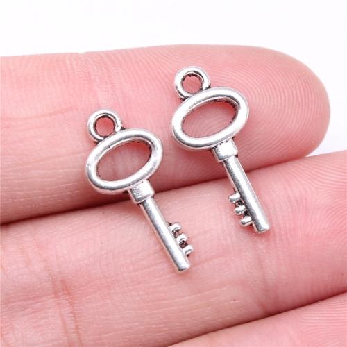 Tibetan Style Key Pendants, antique silver color plated, DIY, 20x9mm, Sold By PC