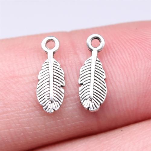 Tibetan Style Feather Pendants, antique silver color plated, DIY, 12x5mm, Sold By PC