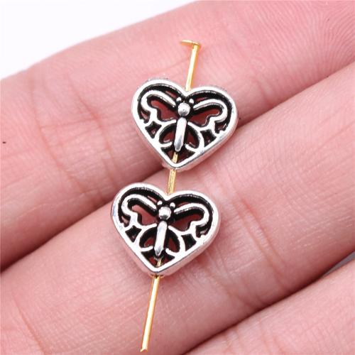 Tibetan Style Heart Beads, antique silver color plated, DIY, 12x10mm, Sold By PC
