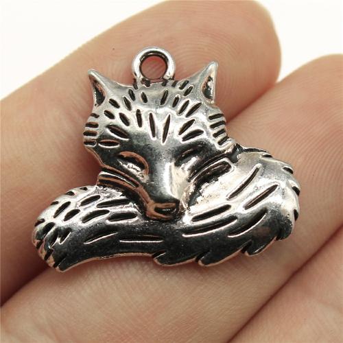 Tibetan Style Animal Pendants, Fox, antique silver color plated, DIY, 24x28mm, Sold By PC