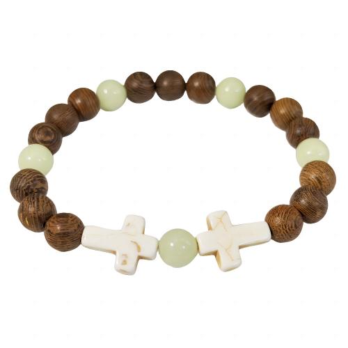 Wood Bracelet, with turquoise, Cross, Unisex & different styles for choice & luminated, Inner Diameter:Approx 55mm, Sold By PC