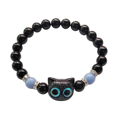 Agate bracelet, chat, unisexe & lumineux, plus de couleurs à choisir, Diamètre intérieur:Environ 55mm, Vendu par PC