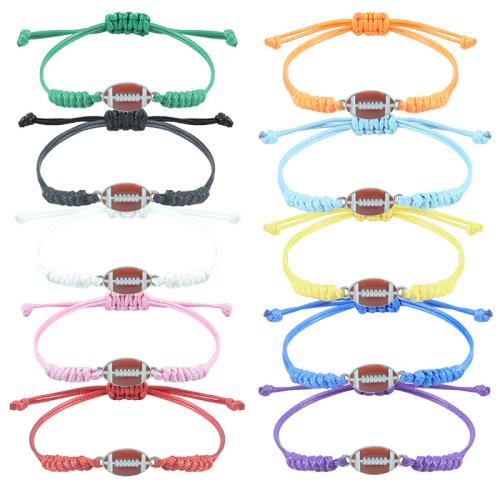 Tibetan Style Bracelet, with Wax Cord, Baseball, handmade, fashion jewelry & Unisex, more colors for choice, Length:Approx 7.1-11.8 Inch, Sold By PC