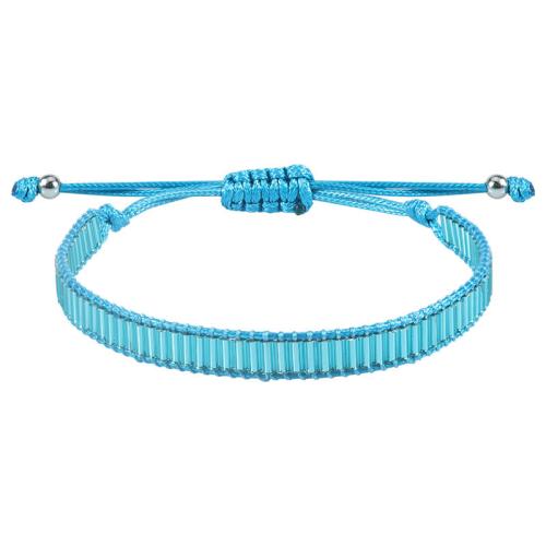 Glass Bracelet, with Wax Cord, handmade, fashion jewelry & Unisex, blue, Length:Approx 6.3-11 Inch, Sold By PC