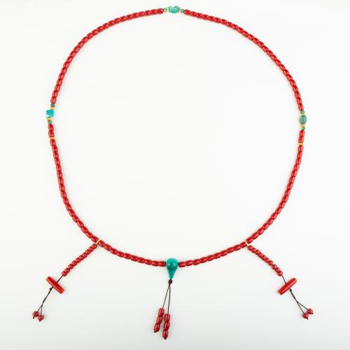 Синтетический коралл Ожерелье, Народный стиль & Мужская, длина:Приблизительно 59 см, продается PC