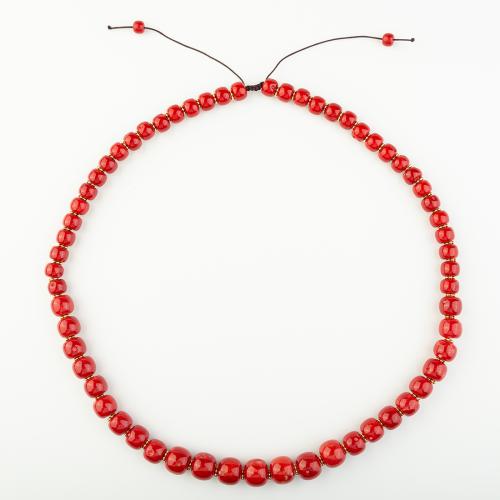 Синтетический коралл Ожерелье, Народный стиль & Мужская, красный, длина:Приблизительно 33 см, продается PC