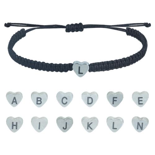 304 Stainless Steel Bracelet, with Knot Cord, Heart, handmade, Unisex & different designs for choice & with letter pattern, Length:Approx 6.29-11.81 Inch, Sold By PC