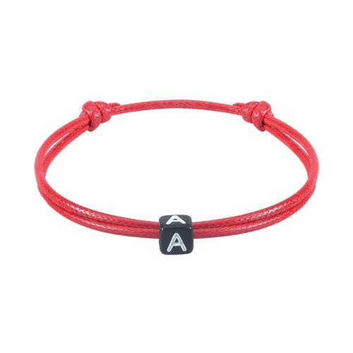 Acrylic Bracelet, with Polyester Cord, Square, handmade, Unisex & different styles for choice & with letter pattern, Length:Approx 6.29-11.81 Inch, Sold By PC