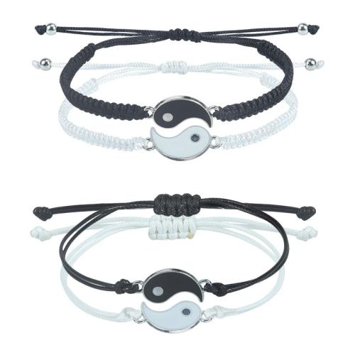 alliage de zinc bracelet, avec cordon de polyester, fait à la main, unisexe & styles différents pour le choix & émail, Longueur:Environ 6.29-11.81 pouce, Vendu par PC