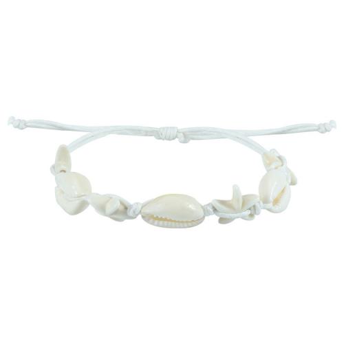 Shell Bracelet, with Polyester Cord, handmade, Bohemian style & Unisex, white, Length:Approx 5.12-11.8 Inch, Sold By PC