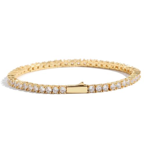 Bracelet cubique en laiton zircon pavent, bijoux de mode & longueur différente pour le choix & pavé de micro zircon & pour femme, plus de couleurs à choisir, Vendu par PC